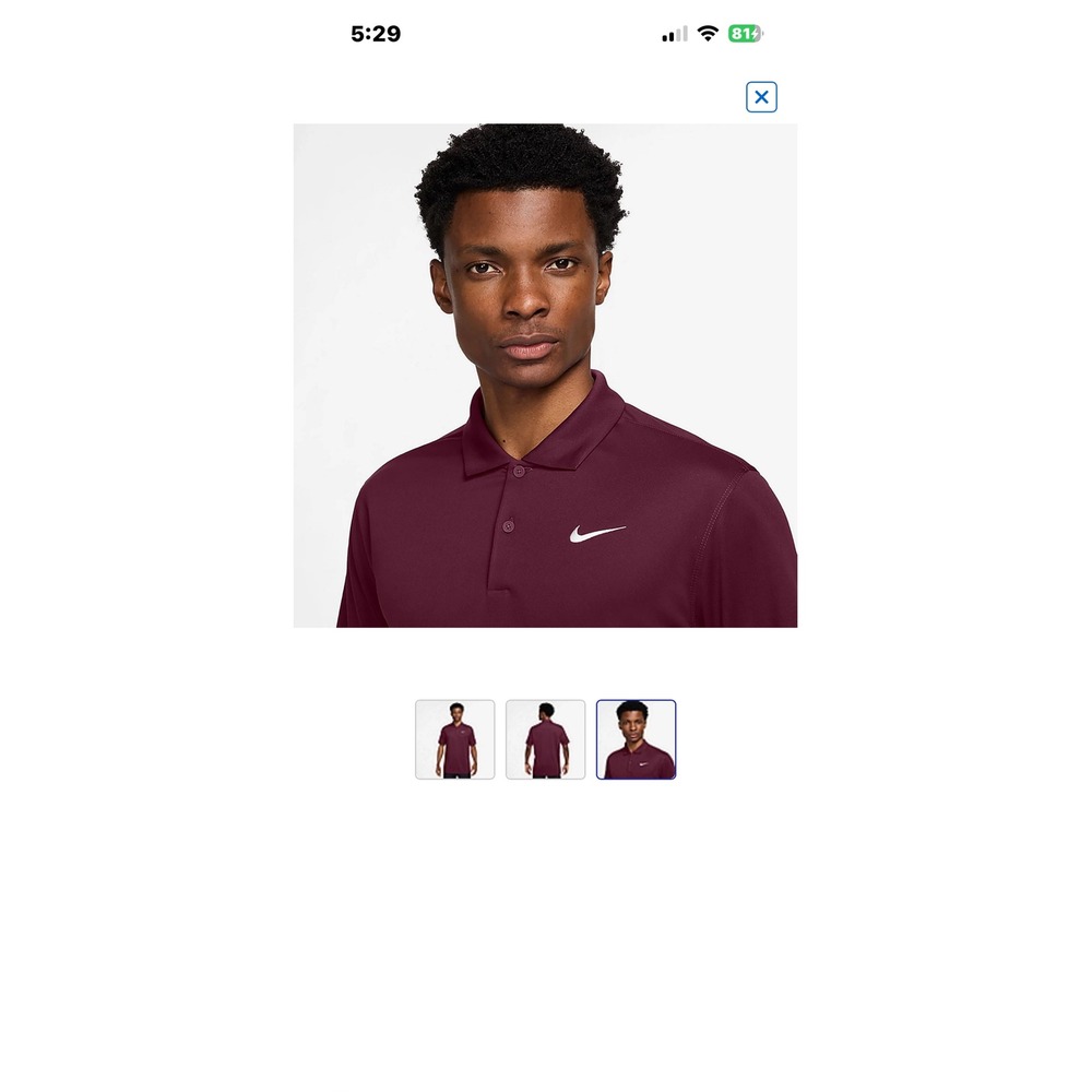Nike Dri-FIT Maroon Polo Shirt Men's Short Sleeve Golf Athletic Casual Top